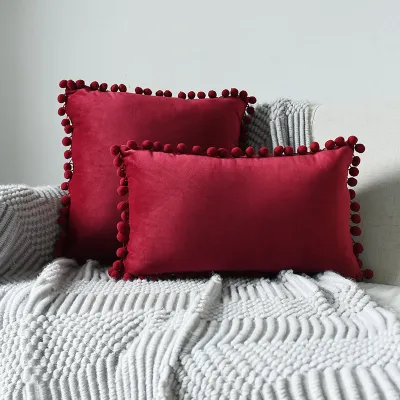 Nordic Style Multi-specification Fur Ball Decor Pillowcase Without Core