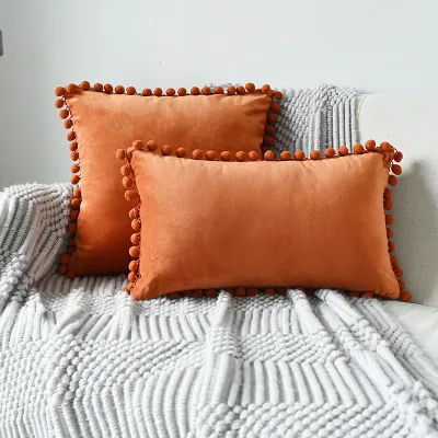 Nordic Style Multi-specification Fur Ball Decor Pillowcase Without Core