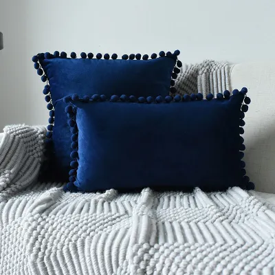 Nordic Style Multi-specification Fur Ball Decor Pillowcase Without Core