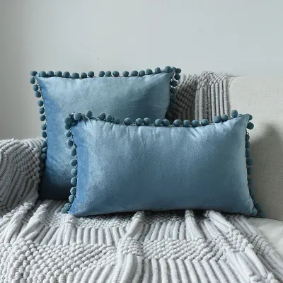 Nordic Style Multi-specification Fur Ball Decor Pillowcase Without Core