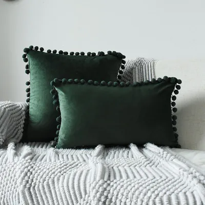 Nordic Style Multi-specification Fur Ball Decor Pillowcase Without Core