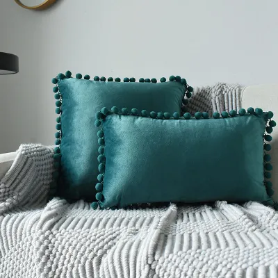 Nordic Style Multi-specification Fur Ball Decor Pillowcase Without Core