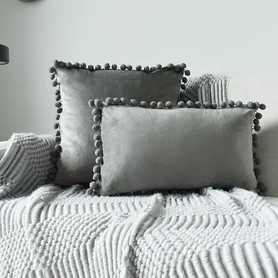 Nordic Style Multi-specification Fur Ball Decor Pillowcase Without Core