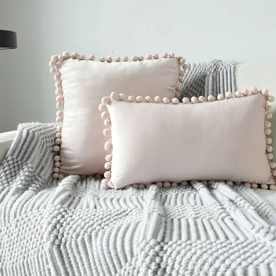 Nordic Style Multi-specification Fur Ball Decor Pillowcase Without Core