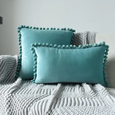 Nordic Style Multi-specification Fur Ball Decor Pillowcase Without Core