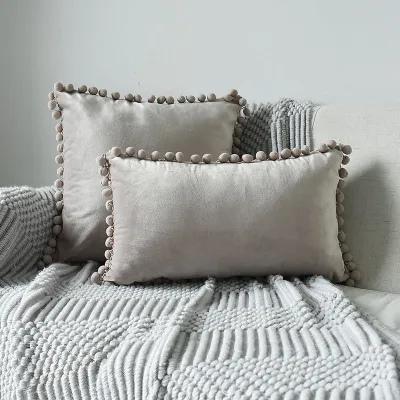 Nordic Style Multi-specification Fur Ball Decor Pillowcase Without Core