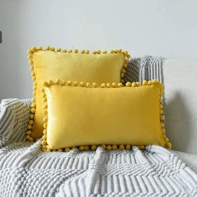 Nordic Style Multi-specification Fur Ball Decor Pillowcase Without Core