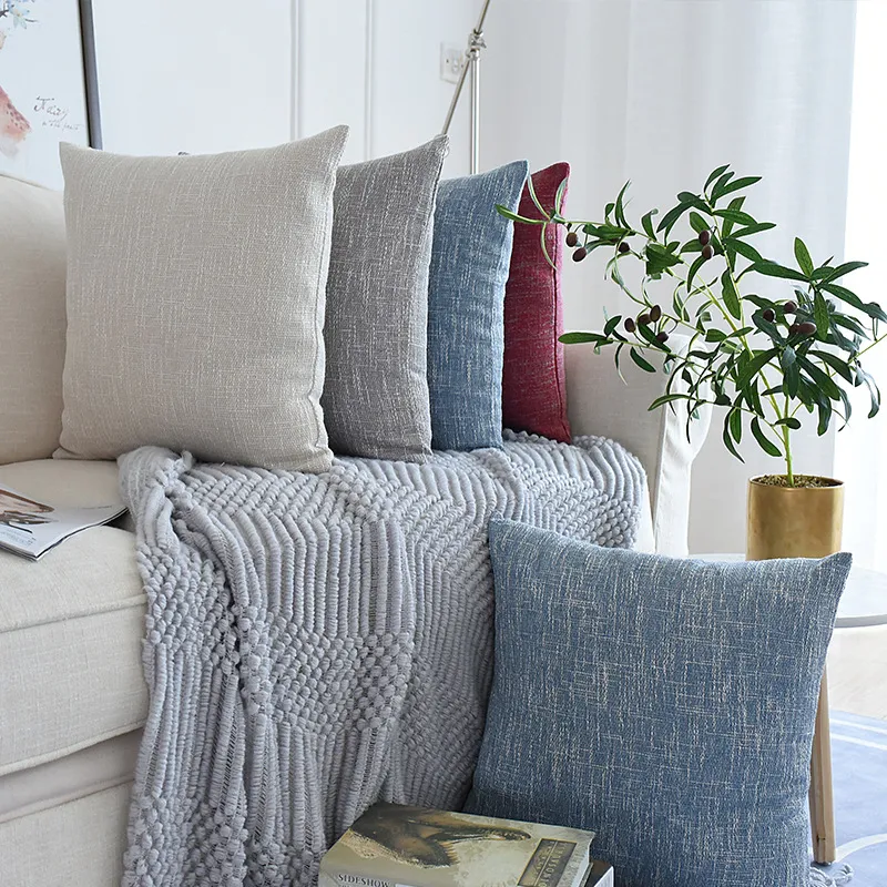 Nordic Style Comfortable Cotton Linen Pillowcase Modern Minimalist Solid Color Cushion Cover