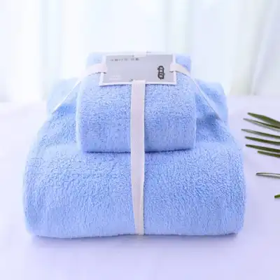 Solid Color Coral Fleece Bath Towel And Towel Tow Pieces Set