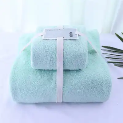 Solid Color Coral Fleece Bath Towel And Towel Tow Pieces Set