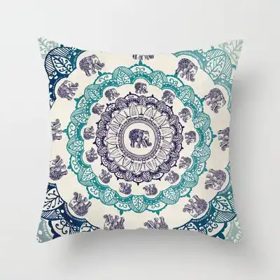 44*44cm Modern Minimalist Indian Pattern Retro Flower Printing Cushion Cover for Living Room Bedroom