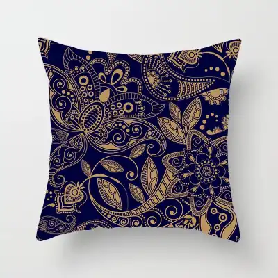 44*44cm Modern Minimalist Indian Pattern Retro Flower Printing Cushion Cover for Living Room Bedroom