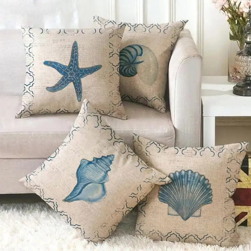 45*45cm Marine Organism Print Chemical Fiber Cushion Cover
