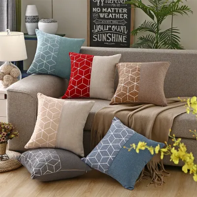 Funda de cojín de sofá para sala de estar, tira gruesa de terciopelo de conejo de doble cara, Color sólido Simple