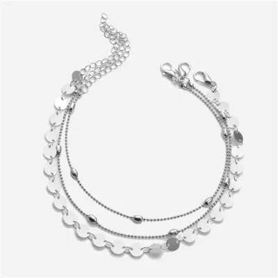 3 Pcs/Set Fashion Copper Beads Layered Anklet