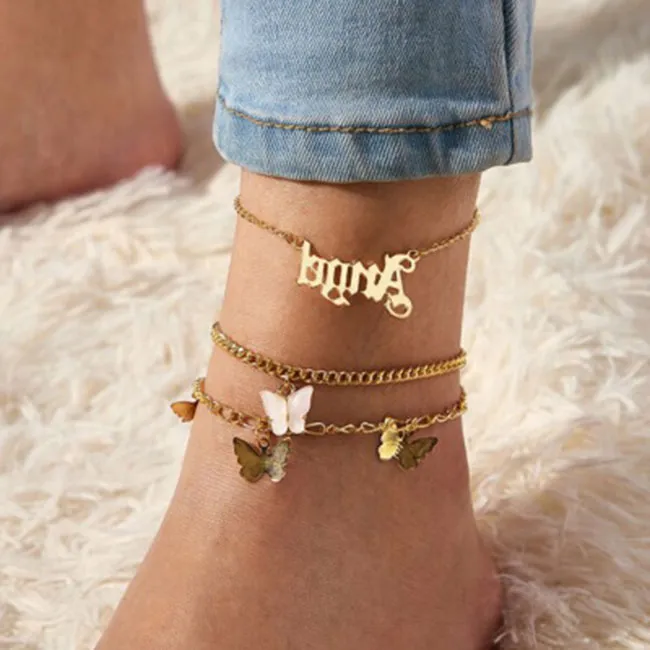 Fashion Butterfly Angel Anklet Set Alloy Women