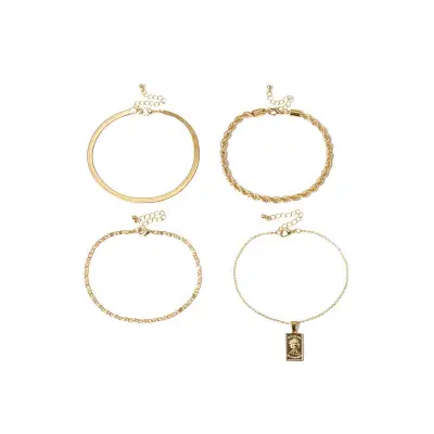 4pcs/set Women Hip-hop Style Anklet Set