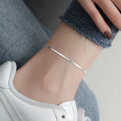 Women Minimalist Geometric 925 Silver Anklet