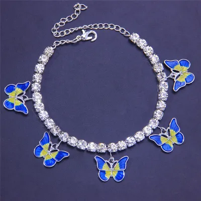 Women Creative Butterfly Pendant Copper Alloy Anklet with Bow Tie Design