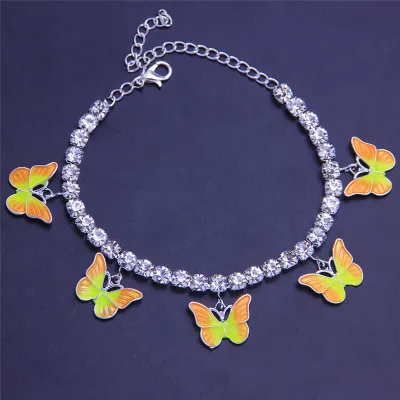 Women Creative Butterfly Pendant Copper Alloy Anklet with Bow Tie Design