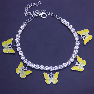 Women Creative Butterfly Pendant Copper Alloy Anklet with Bow Tie Design
