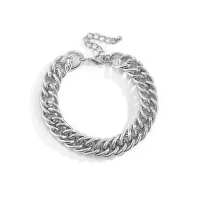 Women Retro Double Weave Thick Chain Design Anklet