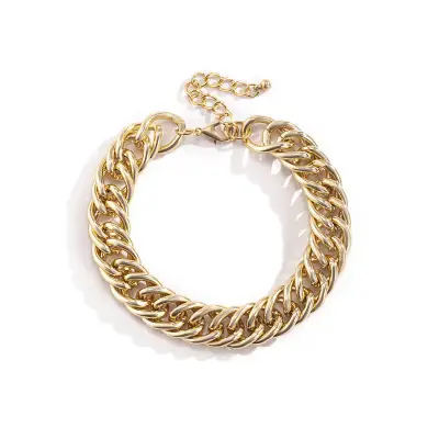 Women Retro Double Weave Thick Chain Design Anklet
