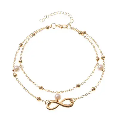 Fashion 8 Shape Pearl Pendant Decoration Anklet