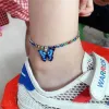 White Multicolor Rhinestones-Blue Butterfly