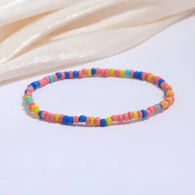Women's Fashion Multicolor Beaded Geometric Anklet
