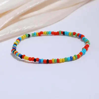 Women's Fashion Multicolor Beaded Geometric Anklet