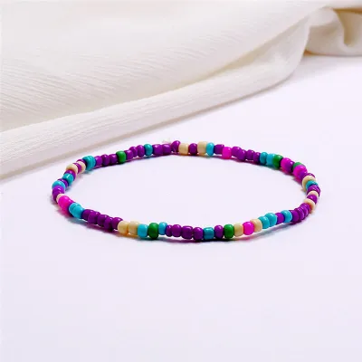 Women's Fashion Multicolor Beaded Geometric Anklet