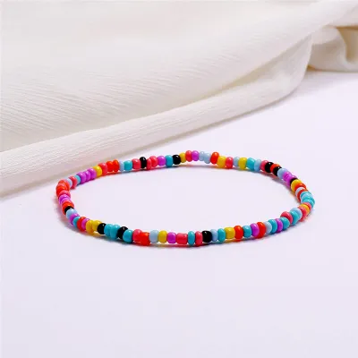 Women's Fashion Multicolor Beaded Geometric Anklet