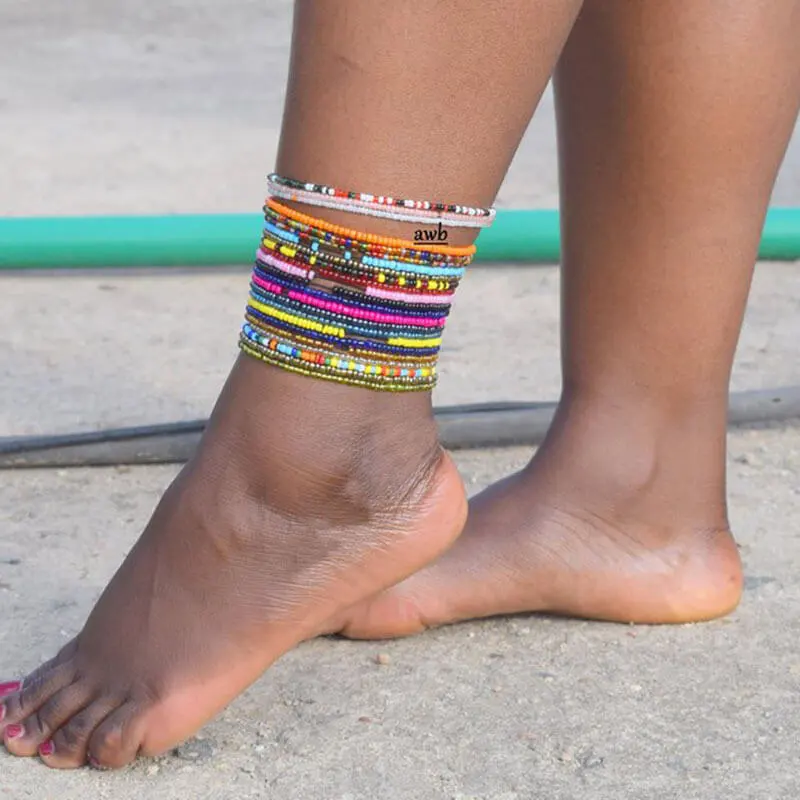 Women's Fashion Multicolor Beaded Geometric Anklet