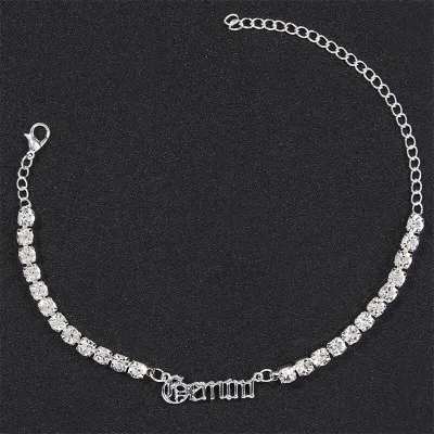 Women Fashion Twelve Zodiac Design Rhinestone Decorate Anklet