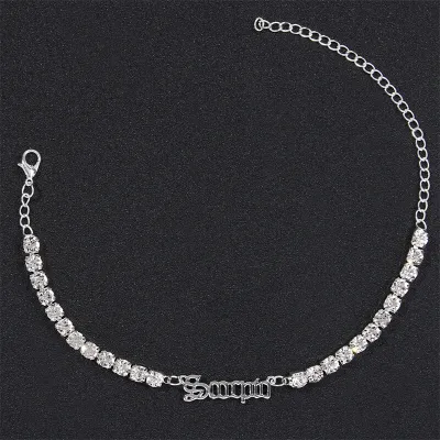 Women Fashion Twelve Zodiac Design Rhinestone Decorate Anklet