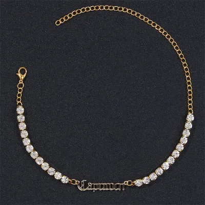 Women Fashion Twelve Zodiac Design Rhinestone Decorate Anklet