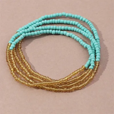 Women Bohemian Style Beaded Geometric Anklet Jewelry