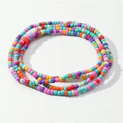 Women Bohemian Style Beaded Geometric Anklet Jewelry