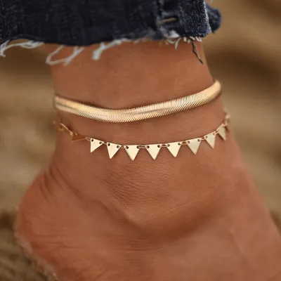 Women Minimalist Triangle Design Anklet Set