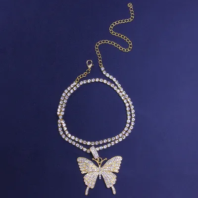 2pcs/set Women Fashion Butterfly Decorate Alloy Anklet Set Jewelry