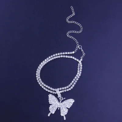 2pcs/set Women Fashion Butterfly Decorate Alloy Anklet Set Jewelry