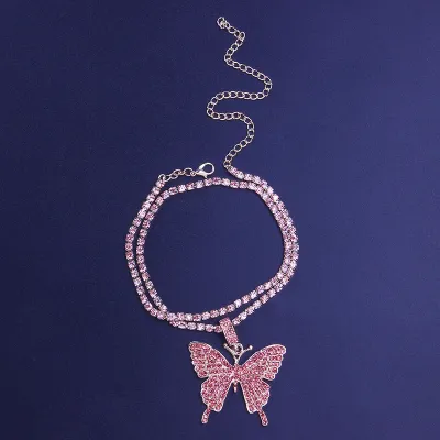 2pcs/set Women Fashion Butterfly Decorate Alloy Anklet Set Jewelry