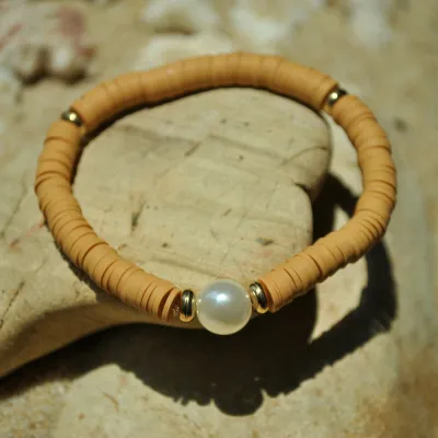 Polymer Clay Pearl Decor Geometric Bracelet