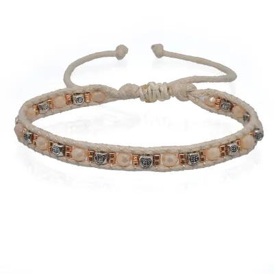 Double Strand Braided Rope Beads Geometric Decor Adjustable Bracelet Women