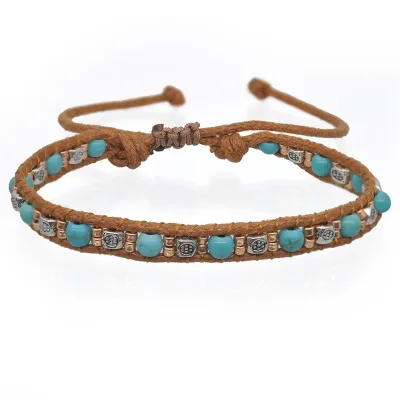 Double Strand Braided Rope Beads Geometric Decor Adjustable Bracelet Women