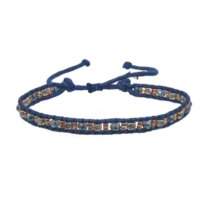 Double Strand Braided Rope Beads Geometric Decor Adjustable Bracelet Women