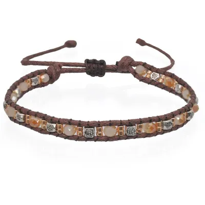 Double Strand Braided Rope Beads Geometric Decor Adjustable Bracelet Women