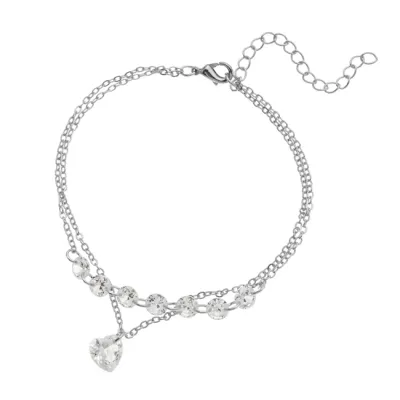 Fashion Double Layer Heart-Shaped Crystal Bracelet with Zircon