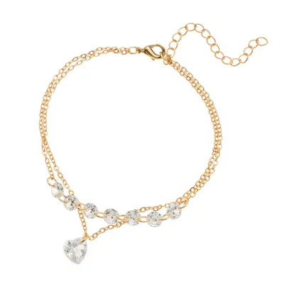 Fashion Double Layer Heart-Shaped Crystal Bracelet with Zircon